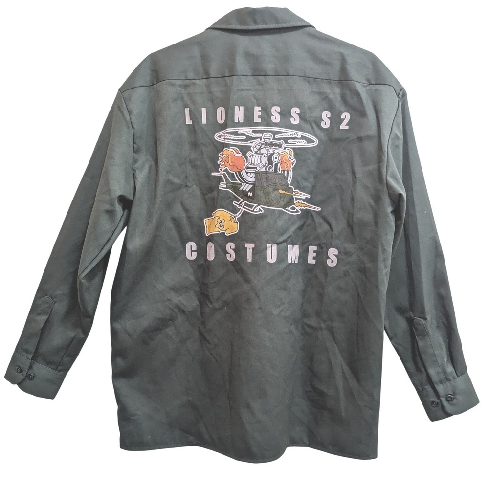 Dickies Work Shirt Jacket Men's Large Green‎ Custom Back Bomber Graphic Workwear